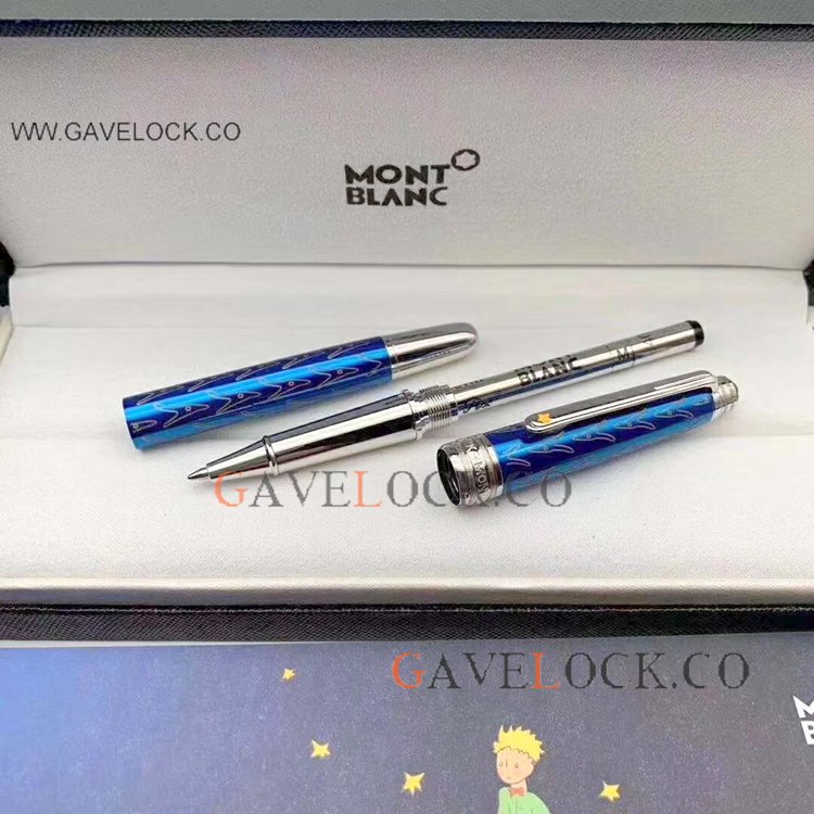 Best Mont Blanc Pen Little Prince Rollerball Pen - Bright Blue Barrel
